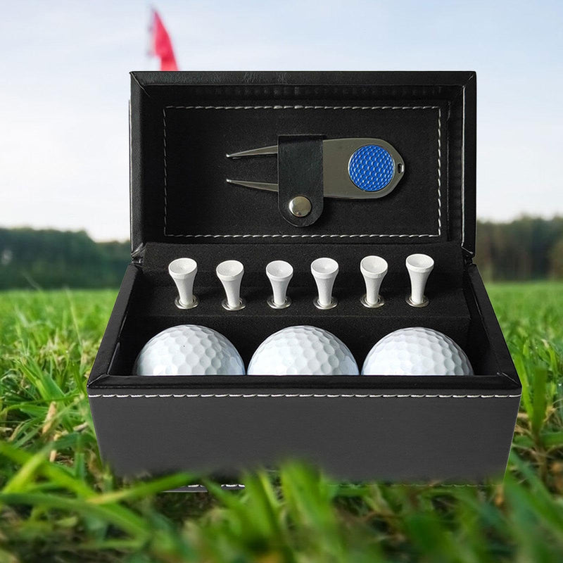 harayaa Golf Ball and Tee Gift Set 6 Golf Tees with PU Case Golf Accessories Set Golf Gift for Men 3Pcs Golf Balls for Him Green Dad, Blue Divot Tool - Golf Gift