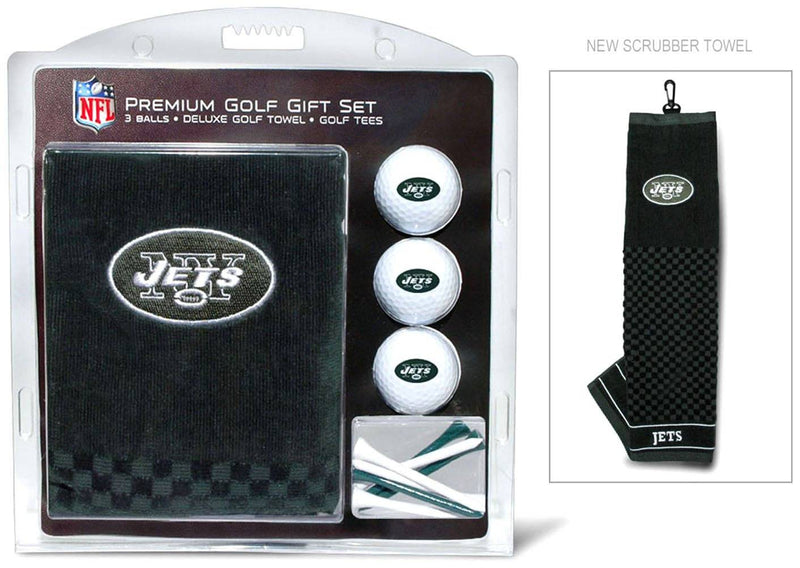 TEAM GOLF NFL New York Jets Gift Set: Embroidered Golf Towel, 3 Golf Balls, and 14 Golf Tees 2-3/4" Regulation, Tri-Fold Towel 16" x 22" & 100% Cotton - Golf Gift