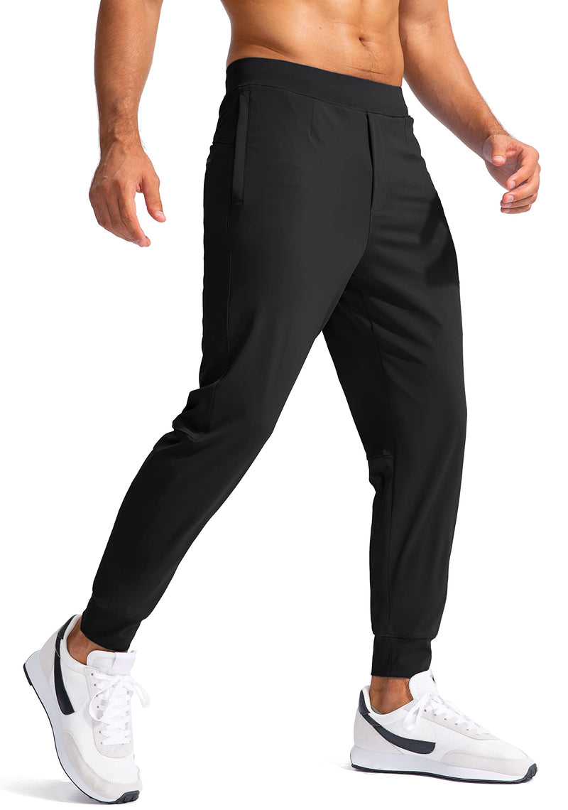 G Gradual Men's Golf Joggers Pants with Zipper Pockets Stretch Sweatpants Slim Fit Track Pants Joggers for Men Work Running, Black, Medium - Golf Gift