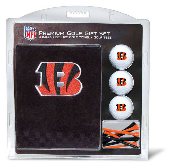 Team Golf NFL Cincinnati Bengals Gift Set: Embroidered Golf Towel, 3 Golf Balls, and 14 Golf Tees 2-3/4" Regulation, Tri-Fold Towel 16" x 22" & 100% Cotton - Golf Gift