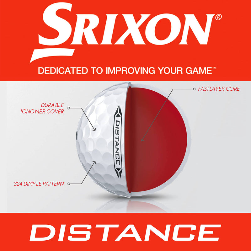 Srixon Distance 10 {NEW MODEL} - Dozen Golf Balls - High Velocity and Responsive Feel - Resistant and Durable - Premium Golf Accessories and Golf Gifts, White - Golf Gift