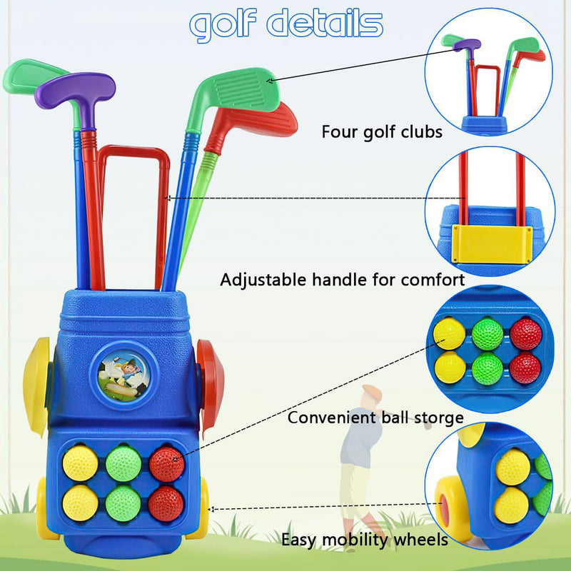 xwin sportseries Kids Golf Club Set Toddler Sports Toy with 6 Colourful Balls, 4 Adjustable Clubs, 2 Practice Holes in Golf Suitcase with Handle – Indoor Outdoor Play Equipment for Boys Girls Age 3-6 - Golf Gift