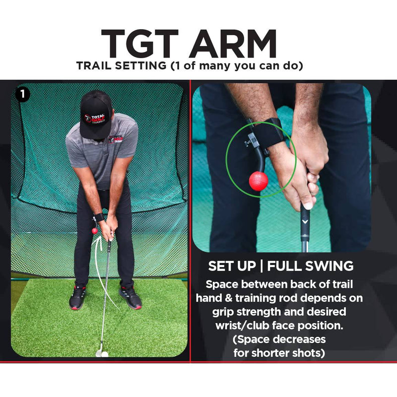 TOTAL GOLF TRAINER ARM Aid - To Improve Chipping, Pitching & Full Swing - Lead & Trail Hand/Wrist/Arm Movement To Control Club Face - Straight Lead Arm - Width In Trail Arm - Wrist Hinge & Create Lag - Golf Gift