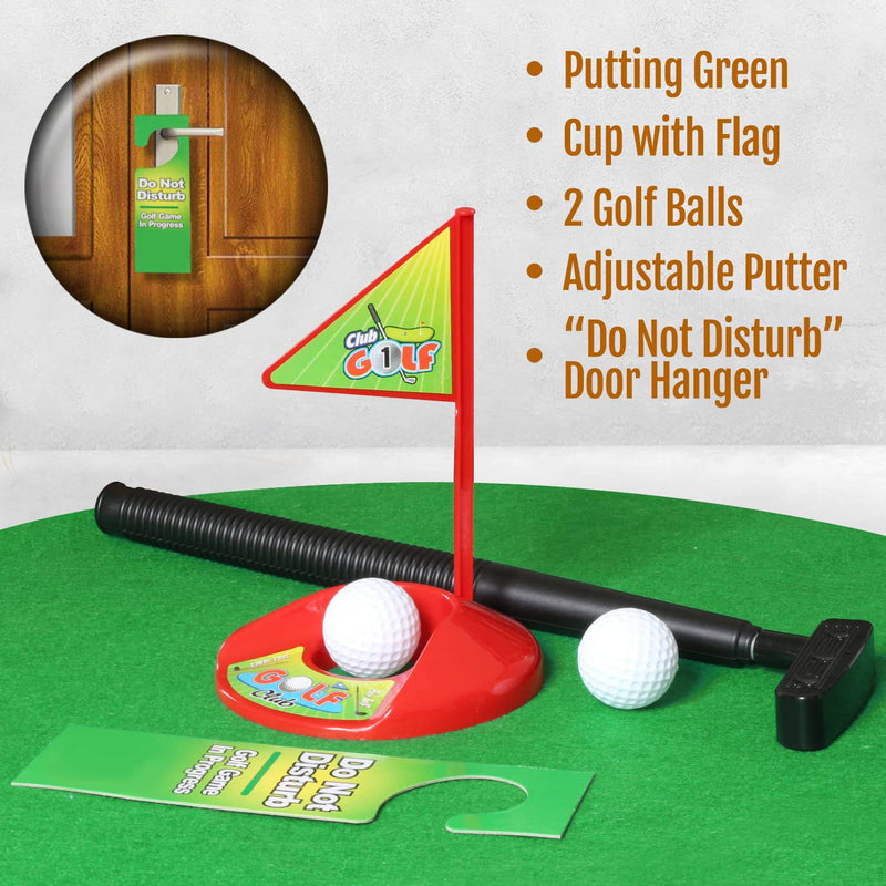 NOVELTY PLACE Toilet Golf Game Set - Practice Mini Golf in Any Restroom/Bathroom - Great Toilet Time Funny Gag Gifts for Golfer - Golf Gift