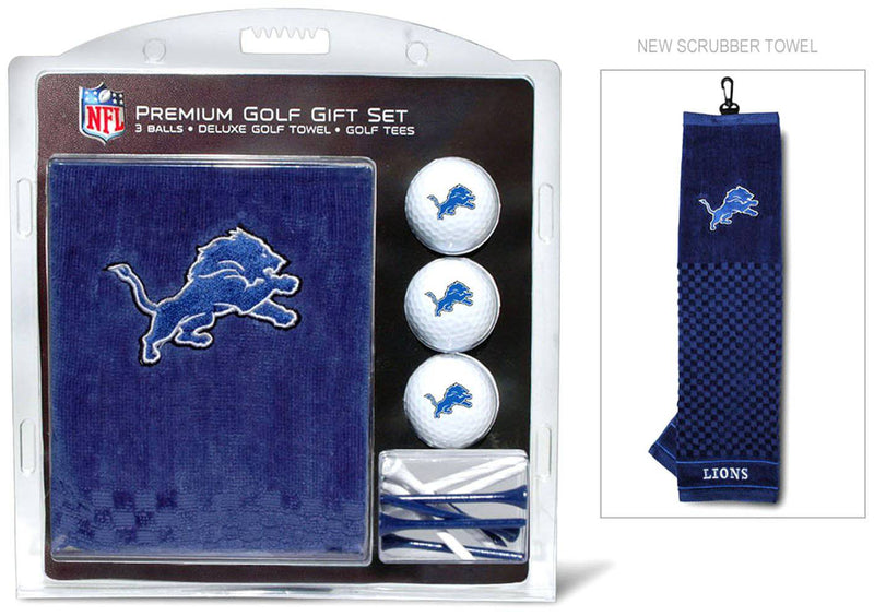 Team Golf NFL Detroit Lions Embroidered Golf Towel, 3 Golf Ball, and Golf Tee Set Gift Set Embroidered Golf Towel, 3 Golf Balls, and 14 Golf Tees 2-3/4" Regulation, Tri-Fold Towel 16" x 22" & 100% - Golf Gift