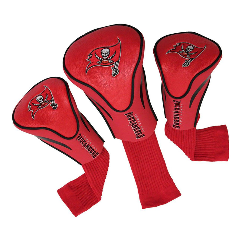 Team Golf NFL Tampa Bay Buccaneers Contour Golf Club Headcovers (3 Count) Numbered 1, 3, & X, Fits Oversized Drivers, Utility, Rescue & Fairway Clubs, Velour lined for Extra Club Protection - Golf Gift