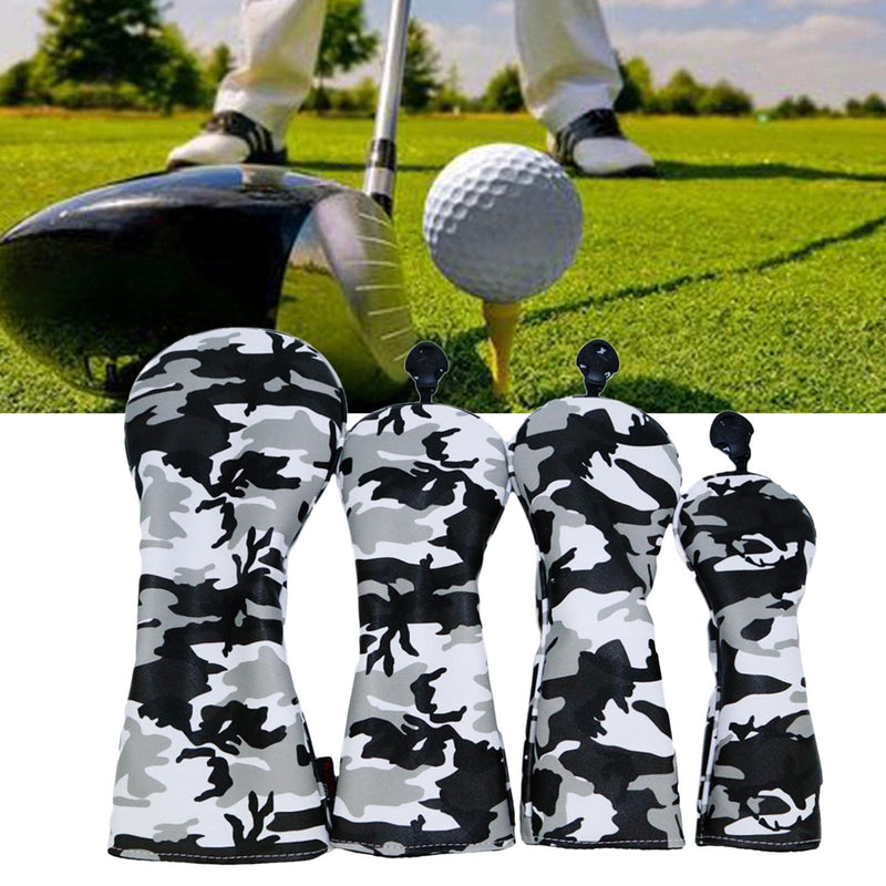 F Fityle Waterproof Golf Club Head Cover Wood Driver Headcover Black Pattern with Number Tag, 4PCS No 1 3 5 UT - Golf Gift