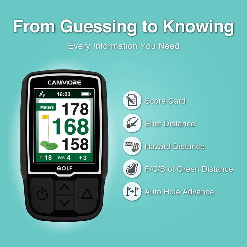 CANMORE HG200 Handheld Golf GPS & Case - Essential Golf Course Data and Score Sheet - Minimalist & User Friendly - 41,000+ Free Courses Worldwide and Growing - 4ATM Waterproof - 1-Year Warranty - Golf Gift