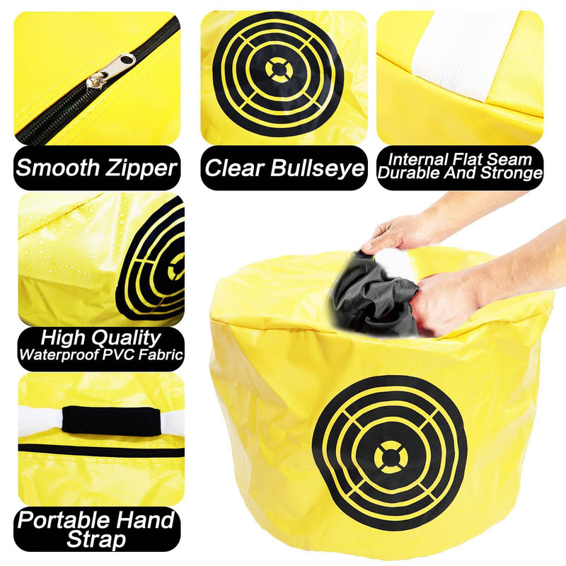 FINGER TEN Golf Smash Bag Impact Power with Swing Training Armband Value Set, Golf Hitting Bag with Elastic Rope Returning Ball After Hitting Waterproof Durable for Golf Trainers (Yellow) - Golf Gift