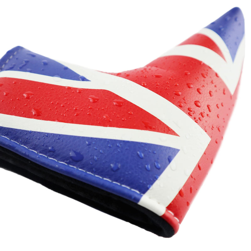 UK Flag Pattern Golf Putter Head Cover, Waterproof and Durable Leather, Thick Plush Velcro Closure, Fits Blade Putters Cute and Soft - Golf Gift