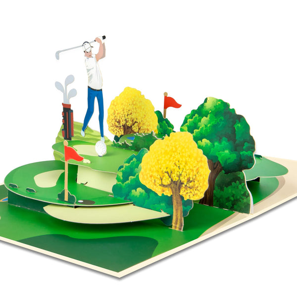 GREETING ART Golf Pop Up Card,Golf Greeting Card 3D Birthday Card For Golfers Golf Gift For Men Pop Up Golf Retirement Golf Card,Father's Day Card for Dad Male - Golf Gift