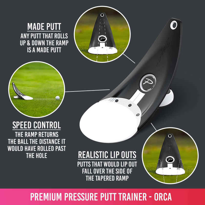 PuttOUT Premium Pressure Putt Trainer - Perfect Your Golf Putting, Orca - Golf Gift