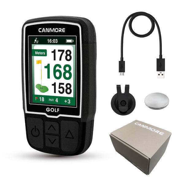 CANMORE HG200 PRO Handheld GPS Golf Device, 40,000+ Free Preloaded Worldwide Course, Upgraded IC Chip, USB Micro Charging Cable, Black - Golf Gift