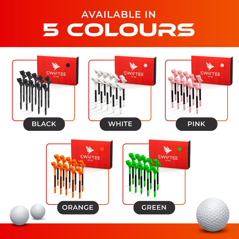 SWIFTEE Premium 10 Degree Golf Tees for Driver or Iron - Help Reduce Spin & Slice, Improve Distance & Precision (Pack of 10 Tees) (Orange, 83mm) - Golf Gift