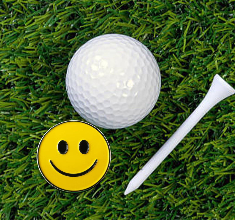 Adhere Golf Ball Markers Unique Soft Enamel Smile face Golf Ball Position Markers with A magentic hat Clips 2 sets - Golf Gift