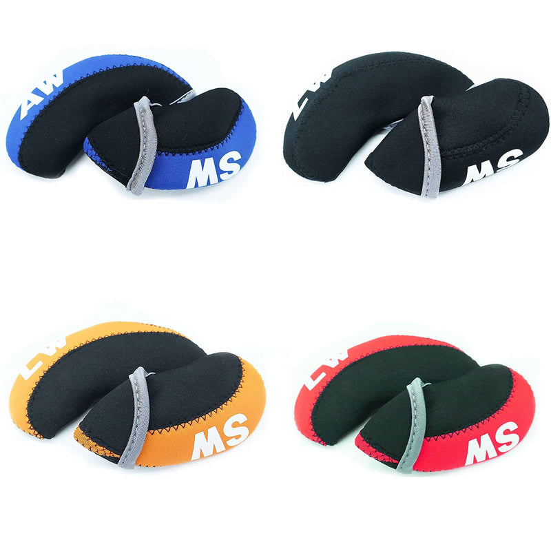 AMRTA Golf Club Iron Head Cover 10 Pack Protective Head Cover Fit All Iron Clubs Black Blue Orange Green (Black) - Golf Gift