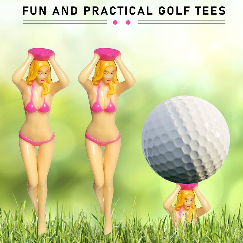 UoQo Funny Plastic Golf Tees 3Inch, Pink Golf Tees Accessories for Mens with Eye-Catching Bikini Female Silhouette Design Long Golf Tees Perfect Presents for Men Women (Pink) - Golf Gift