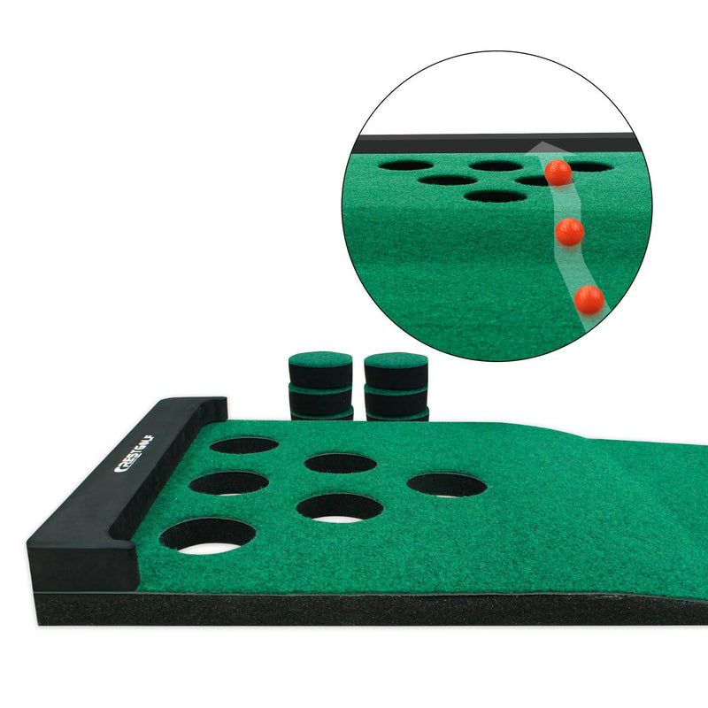 KOFULL Putting Mat Indoor Golf Putting Mat Putting Green Mat Indoor Outdoor (Free 2 golf putters+ 6 golf balls) Pong Mat Golf Practice MatGreen Mat,327 * 50CM - Golf Gift