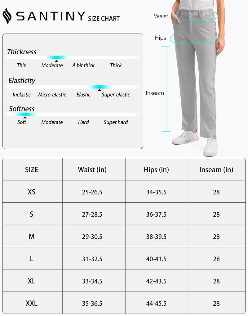 SANTINY Women's Golf Pants with 5 Pockets High Waisted Quick Dry Stretch Pants for Women Travel Work Casual, Grey, M - Golf Gift