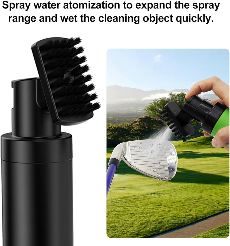 Golf Club Cleaner Brush, Golf Groove Cleaning Brush with Built in Water Spray and Hook & Retractable Keychain, Professional Golf Ball Cleaner for Golf Ball Club Wet Scrub, Golf Gifts for Men (Black) - Golf Gift