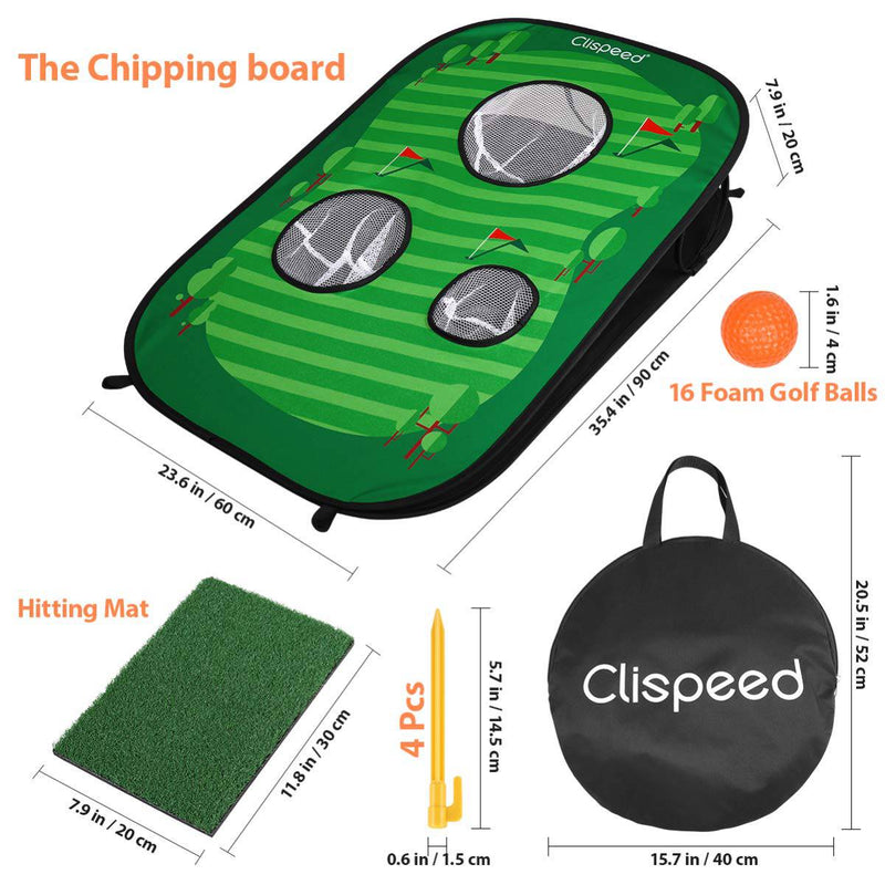 CLISPEED Backyard Golf Game Set Pop Up Golfing Chipping Net Includes 16 Training Balls,1 Hitting Mat and 4 Stakes - Golf Gift