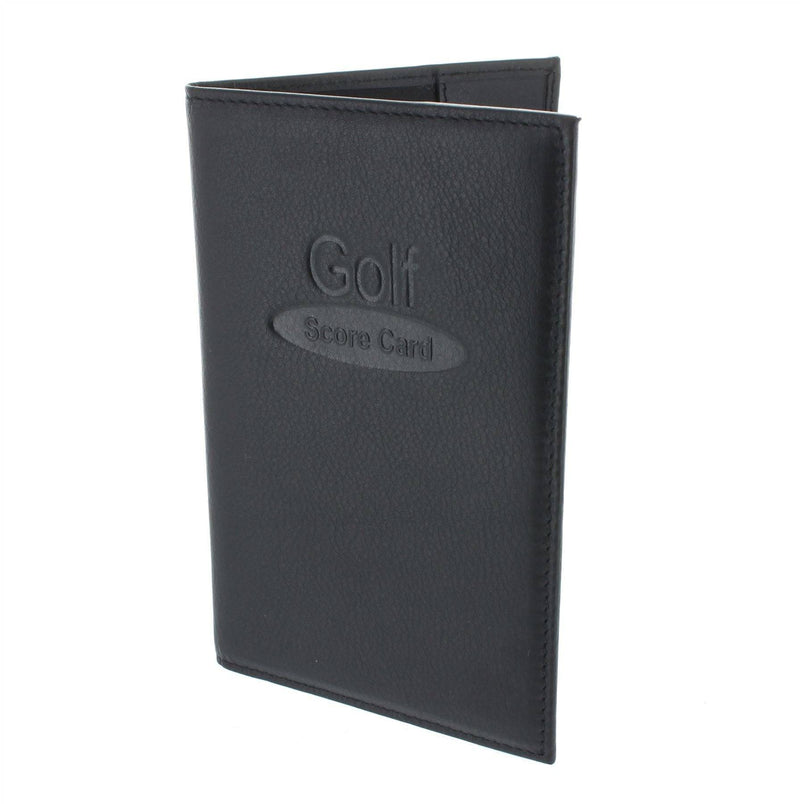 Large Leather Golf Scorecard Holder - for UK, Ireland & European scorecards 2314 Black - Golf Gift