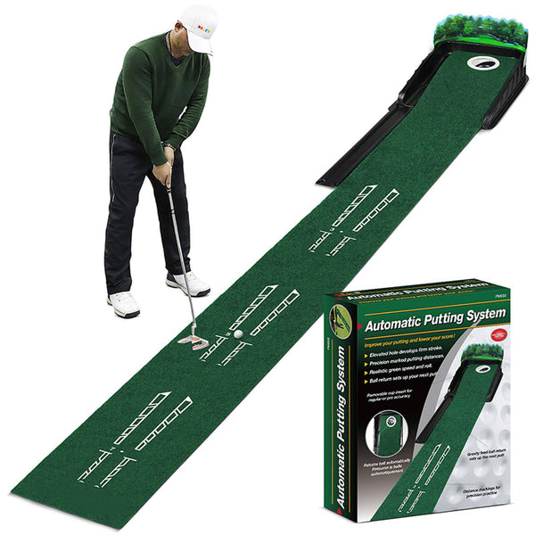 JIMITOP Putting Green Indoor - Golf Putting Mat boasts genuine green speed and a wrinkle-free surface. Practice Putting Mat with lenticular 3D backplate, Alignment Guides and Ball Return - Golf Gift