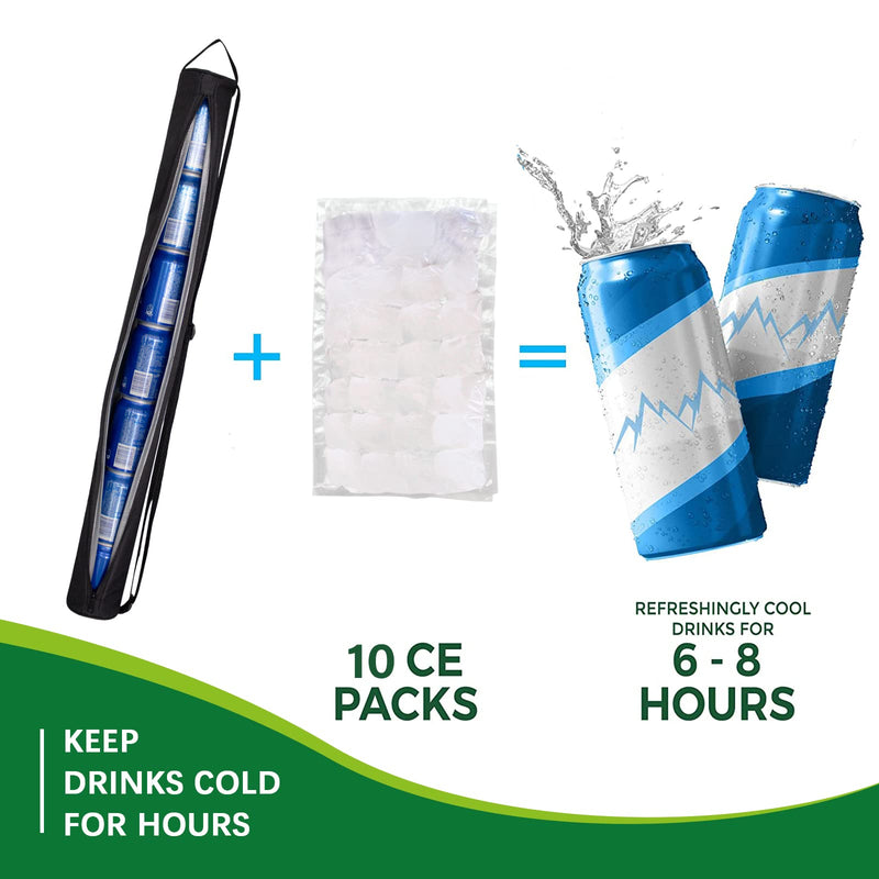 KYIZVE Beer Sleeves for Golf Bag Plus 10 Ice Packs, 7-Can Insulated Can Beer Sleeve with Adjustable Shoulder Strap, Keeps Drinks Cold for Hours While On The Golf Course - Golf Gift