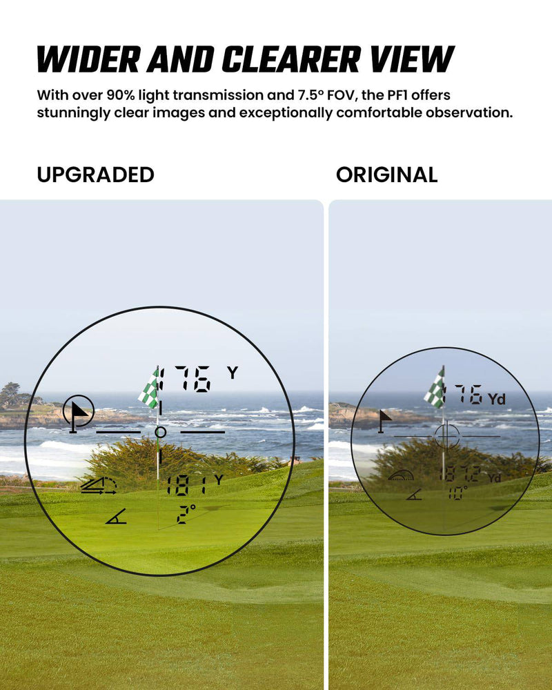 MiLESEEY PF1 All-weather Golf Range Finder, Pocket 1100 Yards Golf Rangefinder with Slope on/Off, 7.5° Wide Field of View, 0.1s Flag Lock Pulse Vibration, IP65 Waterproof, Scan Measurement - Golf Gift