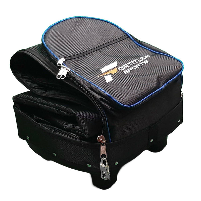 Fortitude Sports Premium Golf Bag Travel Case | Golf Travel Bags Flight With Wheels | Waterproof Padded Golf Club Travel Bag Cover With Carry Case (Black/Blue) - Golf Gift