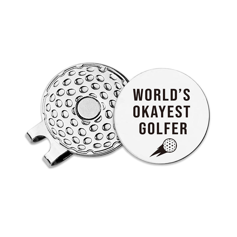 ZAKSEM World's Okayest Golfer Golf Ball Marker with Magnetic Hat Clip, Golf Marker for Golf Lovers, Dad,Husband Boyfriend, Men Golf Accessories Gift - Golf Gift