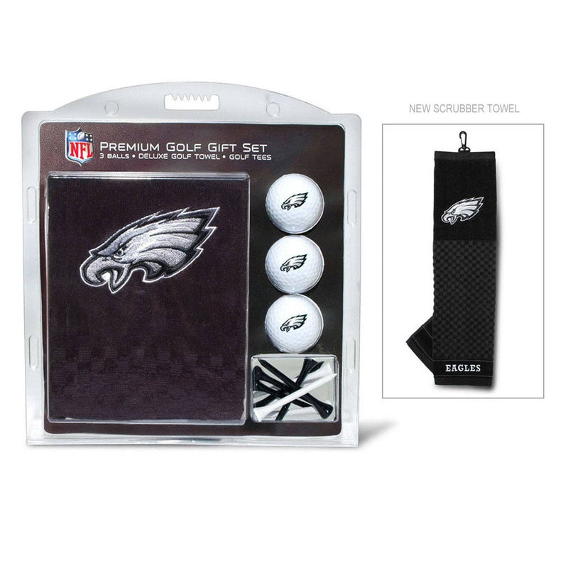 Team Golf NFL Philadelphia Eagles Gift Set: Embroidered Golf Towel, 3 Golf Balls, and 14 Golf Tees 2-3/4" Regulation, Tri-Fold Towel 16" x 22" & 100% Cotton - Golf Gift