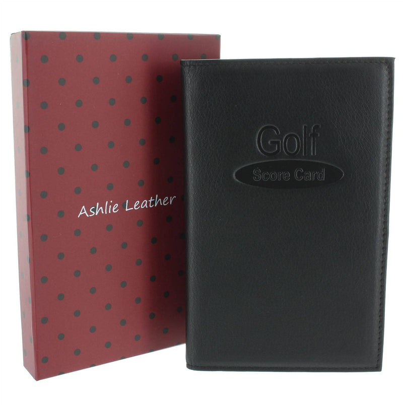 Soft Leather Golf Scorecard Holder 2315 Black - Golf Gift