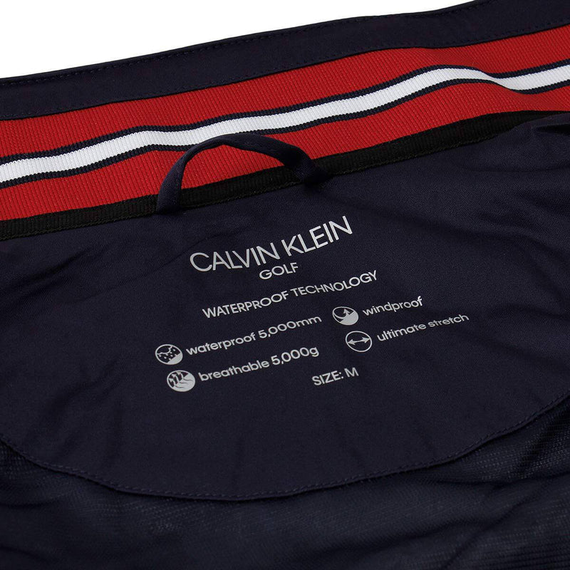 Calvin Klein Mens Collar Detail Waterproof Jacket - Navy/Red - XL - Golf Gift