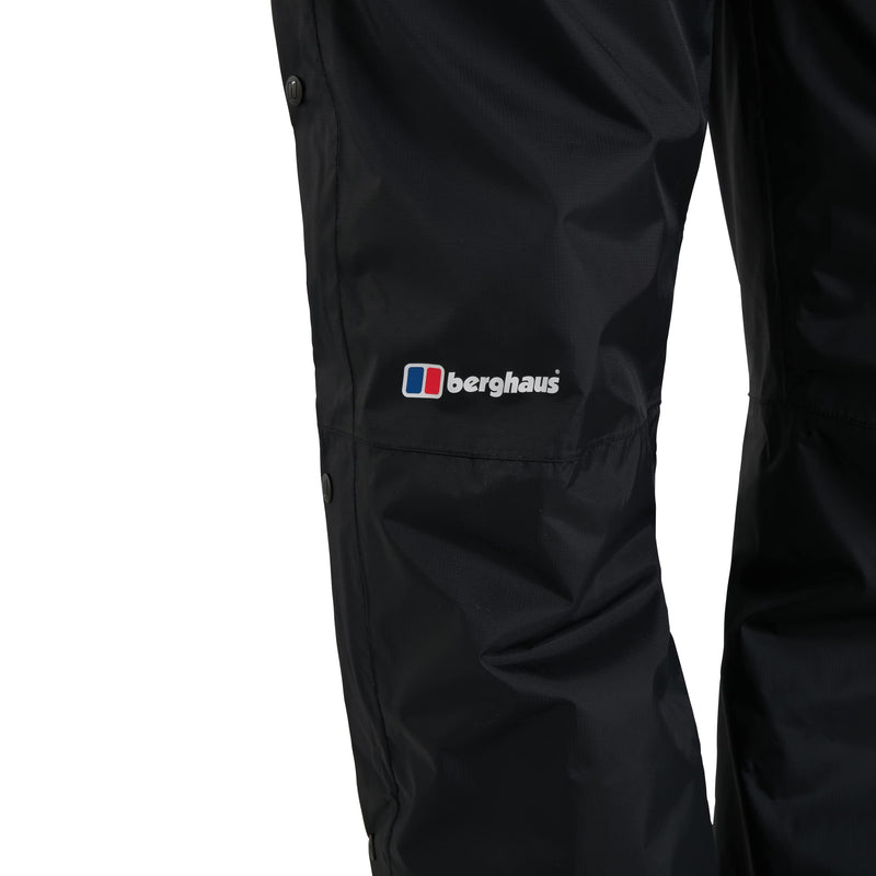 Berghaus Men's Deluge Waterproof Breathable Overtrousers | Durable | Comfortable Rain Pants, Black, L Regular (31 Inches) - Golf Gift