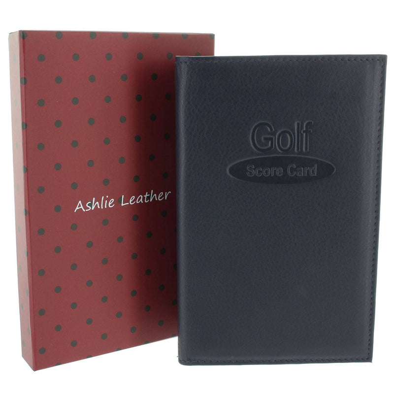 Soft Leather Golf Scorecard Holder 2315 Navy - Golf Gift