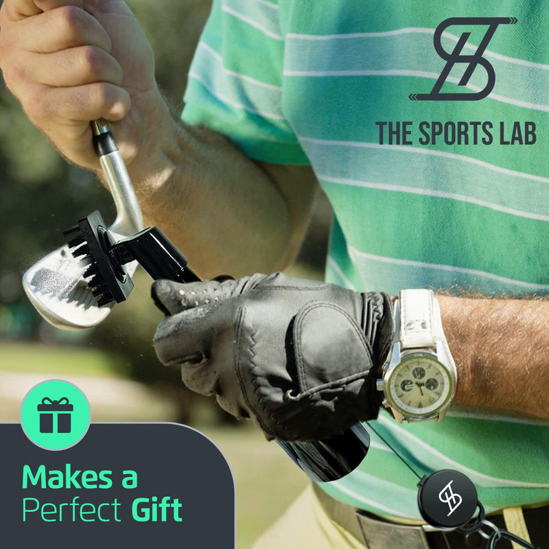 The Sports Lab Golf Club Cleaner Kit- Including Golf Club Cleaner Brush Bottle with Built-in Spray, Microfiber Golf Towel & Clip Hook- Portable Golf Club Cleaning Kit- Ideal Golf Gifts for Men - Golf Gift