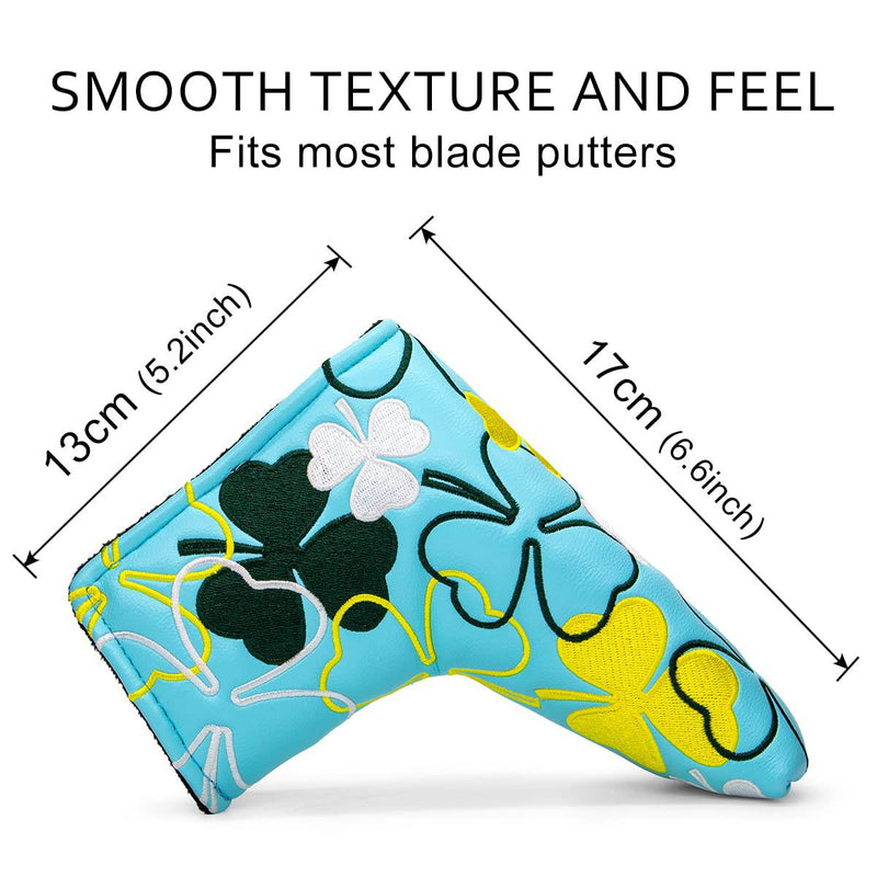 Lucky Shamrock Golf Putter Cover Premium Blade Putter Headcover Magnetic Golf Putter Head Cover fits for Scotty Cameron, Odyssey, Taylormade All Brand, Golf Gift for Women/Mens Golfer - Golf Gift