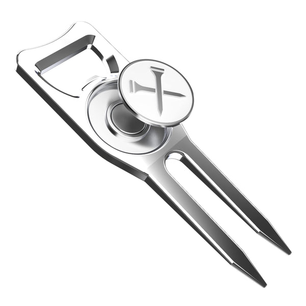 Blue Tees Golf - 6 in One Divot Repair Tool - Silver - Golf Gift