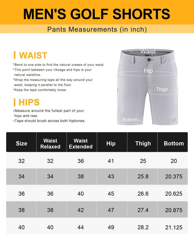 Outdoor Ventures Men's Golf Shorts 9'' UPF 50+ Bermuda Shorts 4-Way Stretch Lightweight Quick-Drying Shorts with 3 Tee-Holders and 4 Pockets for Golfing Silver Grey 34 - Golf Gift