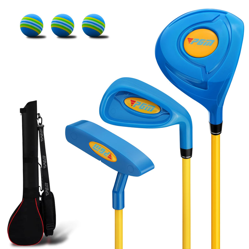 PGM Children's Golf Club Set - Can Hit Real Balls, Includes Wood, Iron, and Putter Clubs, Great for Beginner Boys and Girls, Instructional Training Set - Golf Gift