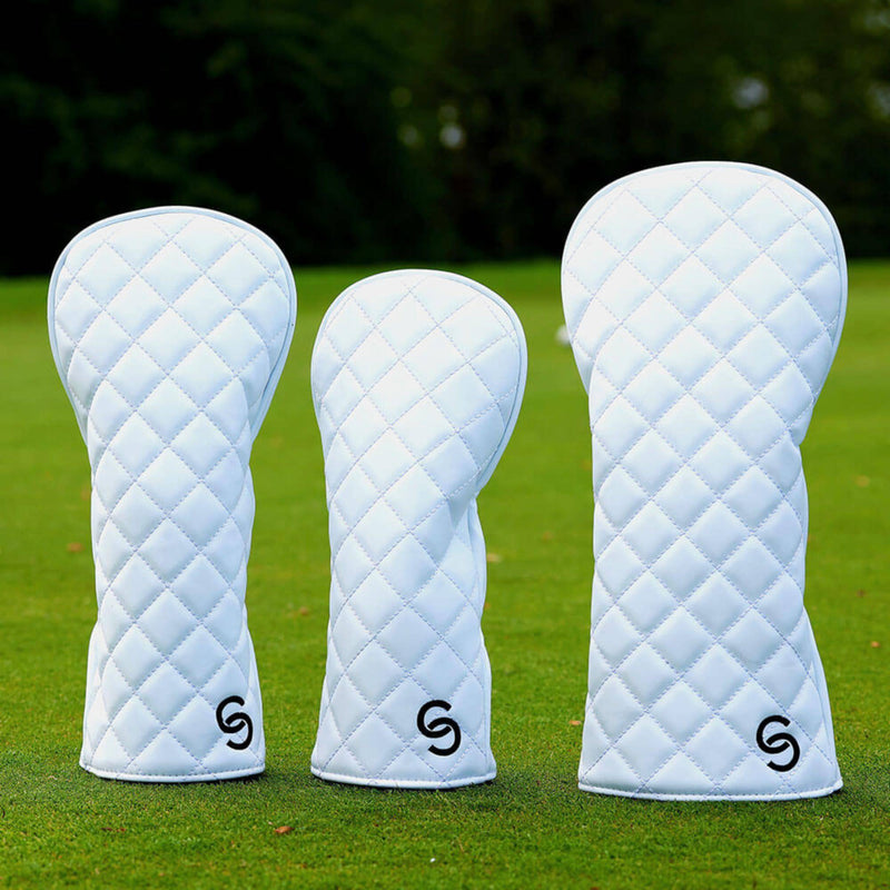 Caddy Club Golf Headcovers - Ghost Quilted Full Set Headcover Stealth White - Golf Gift