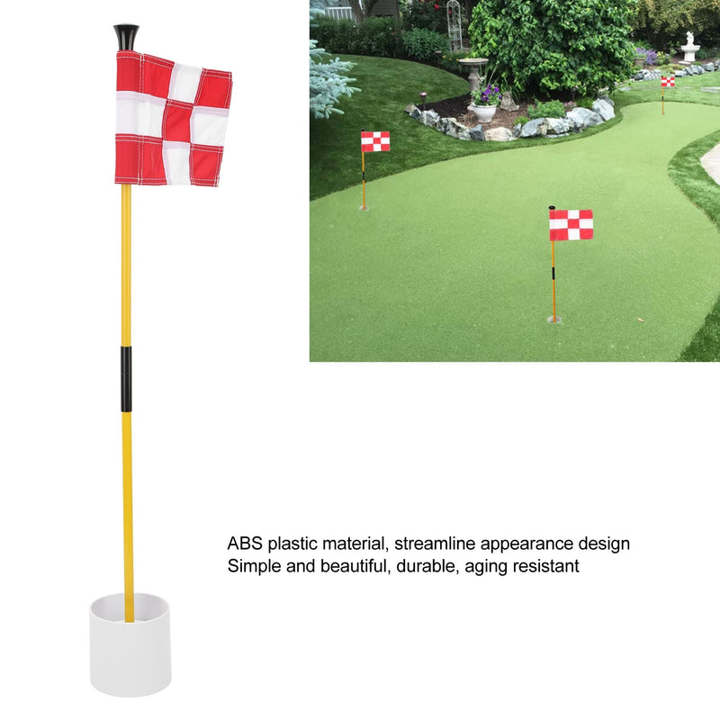 Fiberglass Golf Flag Stick Set Small and Convenient, Sturdy Flagpole, Easy Drainage for Home or Practice Greens with Tear Resistant Flagfor Kids or Juniors (White Red Grid) - Golf Gift