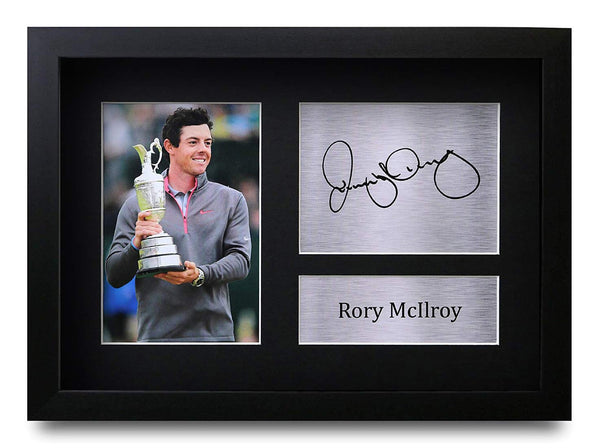 HWC Trading FR Rory McIlroy Gift Signed FRAMED A4 Printed Autograph Golf Gifts Photo Display - Golf Gift