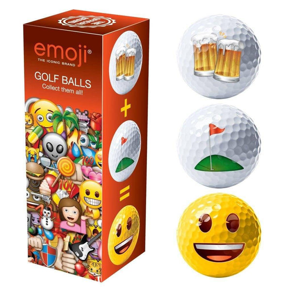 Emoji Beer, Golf, Smiley Novelty Fun Golf Balls - 3 Pack,Red - Golf Gift