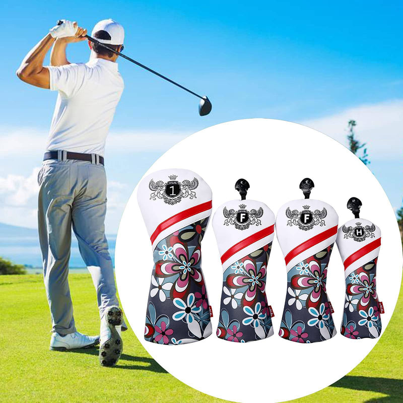 F Fityle 4 Pieces golf Cover Golf Club Anti-slip Wood golfcovers Wood Driver for Women Men Outdoor Sports, Digital Printing - Golf Gift