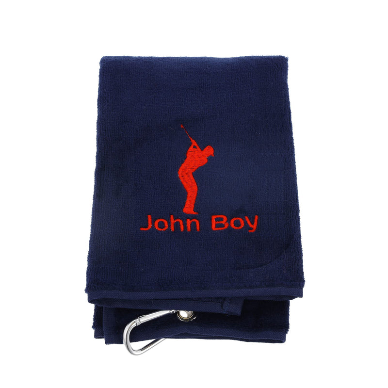 Always Looking Good Personalised Golf Towel Navy Blue with Any Name Any Font Luxury Velour 50cm x 40cm Custom Embroidered Golf Towel with Carabiner Clip Gift- Golf Gifts for men and women - Golf Gift