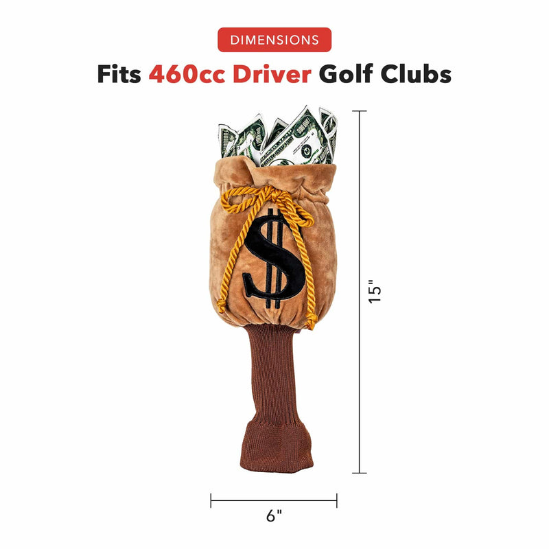 Daphne's Headcovers Money Bag Golf Headcover - Fits Up to 460cc Driver - Soft Weather-Resistant Fur - Golf Gift