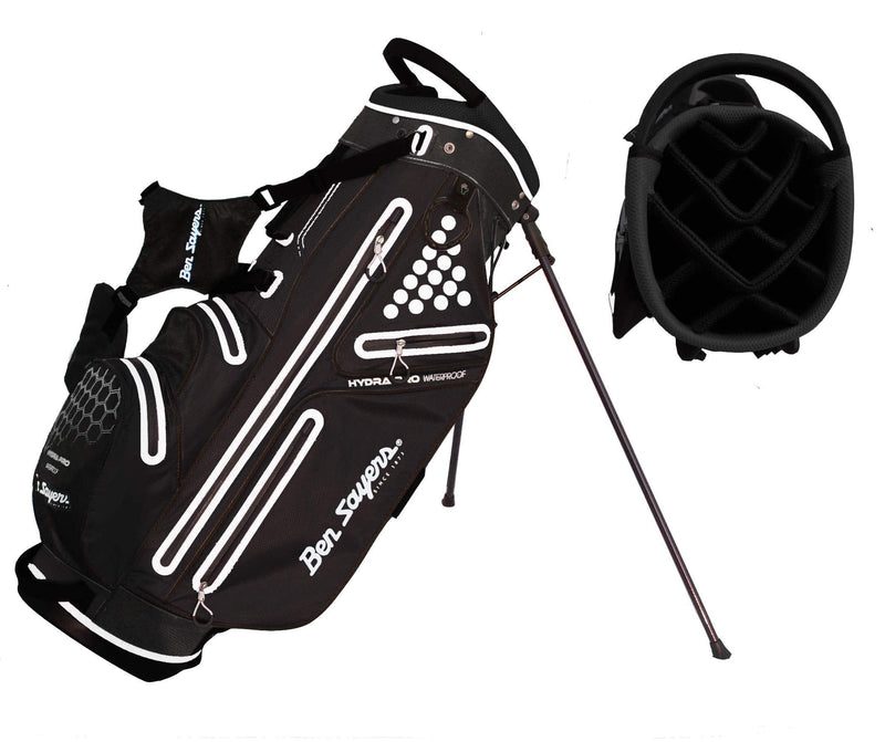 Ben Sayers Unisex Hydra Pro Waterproof Stand Bag, Black and White - Golf Gift