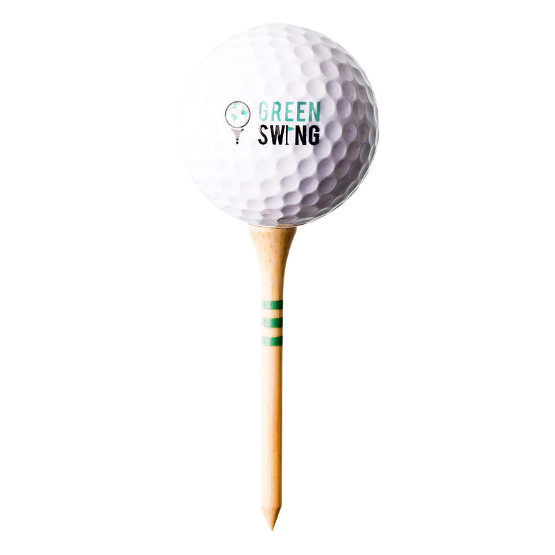 Green Swing Bamboo Golf Tees 70mm | Strong Sustainable Biodegradable | 30pcs (Natural Bamboo) - Golf Gift